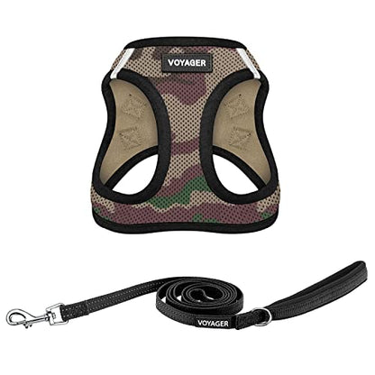 Best Pet Supplies Voyager Step-in Air All Weather Mesh Harness and Reflective Dog 5ft Leash Combo with Neoprene Handle, for Small, Medium and Large Breed Puppies - Set (Army Base), X-Large - color: Harness Leash Bundle (Army/Black Trim), size: XL (Chest: