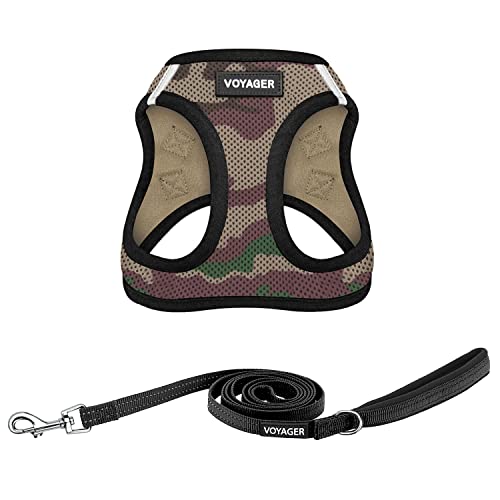 Best Pet Supplies Voyager Step-in Air All Weather Mesh Harness and Reflective Dog 5ft Leash Combo with Neoprene Handle, for Small, Medium and Large Breed Puppies - Set (Army Base), X-Large - color: Harness Leash Bundle (Army/Black Trim), size: XL (Chest: