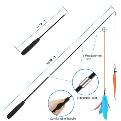 ZPH Cat Toys Interactive for Indoor Cats,2PCS Retractable Cat Wand,9PCS Teaser Toys&1PCS Hanging Door Lure Kitten Toy,Interactive Feather Toy for Teaser Play and Chase Exercise with Kitten - style: SET D