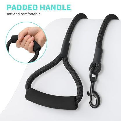 Mile High Life Dog Leash with Comfortable Padded Handle, Black Nylon Rope Leash, Heavy Duty 4 Feet Dog Leashes (Black) - color: Nylon Rope - Black, size: 4 Feet