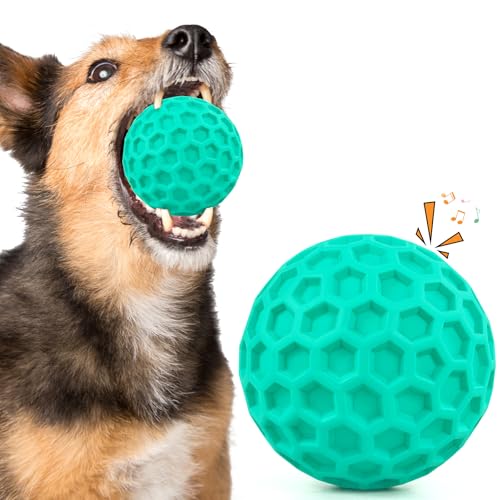 Squeaky Dog Toys for Aggressive Chewers, Indestructible Dog Balls for Aggressive Chewers, Blue Green Squeaky Balls for Dogs - color: Cyan