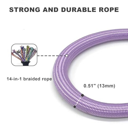 Rope Dog Leash, 6 Foot Heavy Duty Dog Leash with Aviation Aluminum Auto Locking Carabiner, Strong Nylon Pet Lead for Small, Medium, Large Dogs (Purple, 6FT) - color: Purple, size: 6 Foot Single Handle