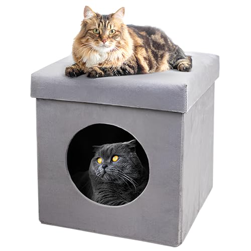 ASPCA-Indoor Cat Condo for Small Cats | Cozy Cat House for Indoor Cats & Kittens | Washable & Foldable | Compact Cat Houses & Condos for Play, Rest & Privacy | Easy to Assemble |12.5" x1.3.4"