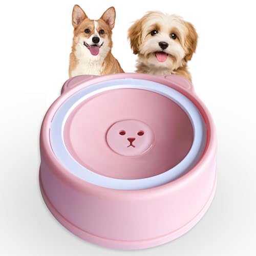 No-Spill Dog Water Bowl for Large Medium Small Dogs and Cats,Anti-Splash Pet Bowl with Float Board, Non-Skid Base, 1000ml Large Capacity (Pink) - color: Pink