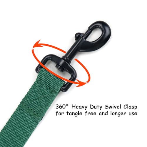 Wagtime Club Double Handle Dog Leash, 6ft Long Heavy Duty Dog Leash with Paded Traffic Handles for Extral Control and Training, Dual Handles Leads, Large Medium Small Dogs (Hunter Green) - color: Hunter Green