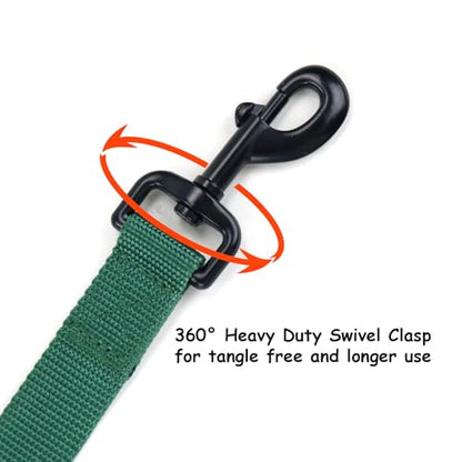 Wagtime Club Double Handle Dog Leash, 6ft Long Heavy Duty Dog Leash with Paded Traffic Handles for Extral Control and Training, Dual Handles Leads, Large Medium Small Dogs (Hunter Green) - color: Hunter Green