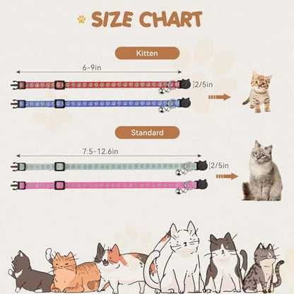 16 PCS Breakaway Cat Collars with Bells Reflective Cat Collar Safety Nylon Kitten Collars Cat Collars for Girl Boy Cats(7.5"-12.6") - size: Standard(7.5" - 12.6")