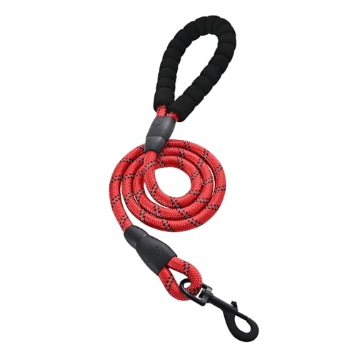Amazon Basics Round Dog Leash, Heavy Duty, Durable Rope for Small, Medium, and Large Dogs, Lightweight Design for Walking, Training, and Outdoor Activities, Red, 4 Ft - color: Red, size: Small