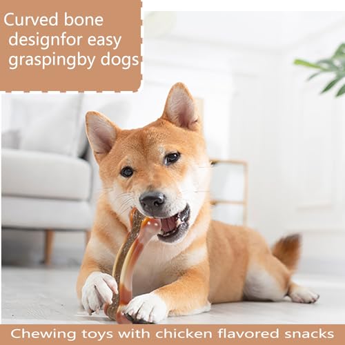 Dog Bones Chew Toys for Aggressive Chewers, 6 Pack Real Chicken Flavor,Indestructible Dog Teething Chew Toys for Large/Medium/Small Breed,Tough Toy with Durable Nylon - size: Chicken Flavor 6 PCS, style: Contemporary