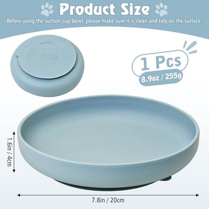 Silicone Cat Bowl Non-Slip Cat Food Plate Flat Dog Bowls with Suction Cup Shallow Puppy Food and Water Dish for Small and Medium Pets (Gray-Blue) - color: 1 Pcs - (Gray-Blue)
