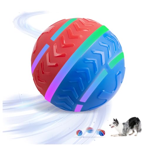 Pet Prime Interactive Dog Ball,Automatic Self Moving Dog Toys to Keep Them Busy,Rechargeable Motion Activated Rolling Ball with Lights for Small Medium and Large Dogs,2 Modes for Fun