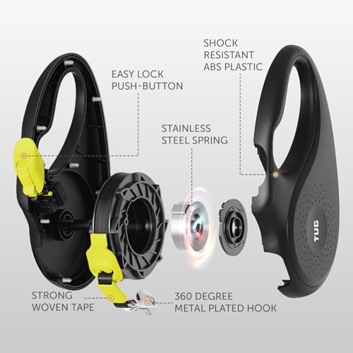 TUG 360° Tangle-Free Retractable Dog Leash | 16 ft Strong Nylon Tape (Medium, Black/Yellow) - color: Black/Yellow, size: Medium, 16 ft