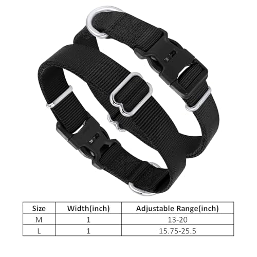 Mikivery Nylon Dog Collar with Quick Release Buckle Soft Adjustable Sturdy for Small Medium Large Dogs Black,M - color: Black, size: M：13"-20"