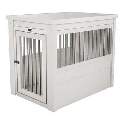 New Age Pet ecoFLEX Pet Crate/End Table, Medium, Antique White, Model:EHHC404M - color: Antique White, size: 29.5"L x 21.1"W x 25.2"H