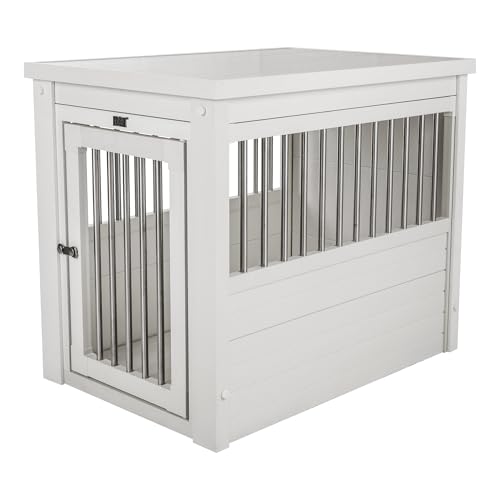 New Age Pet ecoFLEX Pet Crate/End Table, Medium, Antique White, Model:EHHC404M - color: Antique White, size: 29.5"L x 21.1"W x 25.2"H