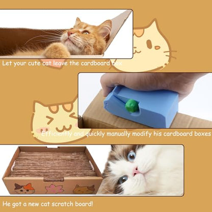 Cardboard Cutter for Cat Scratchers with 10pcs Blade,3D Printed Card Board Cutter Kids DIY Cat Scratchers Cardboard Strip Tool Machine for Cat Lovers (Red) - color: Red