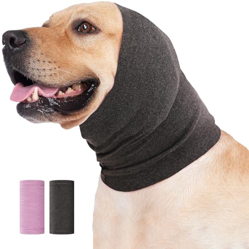 Nanaki Dog Head Cover Quiet Dog Headband No Shake Ear Wrap Anxiety Relief & Calming, Hood for Pets, Pet Ear Protector Doggy Calming Hoodie Cover Muffs for Noise Protection Grooming Bathing 4th of July - color: DrakGrey, size: Medium