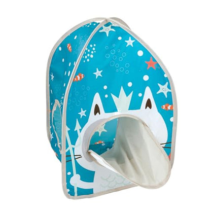 Kitty City Ocean-Themed Pop-Up Cat House, Collapsible Indoor Cat Hideout with Peekaboo Openings, Lightweight Foldable Cat Play Furniture for Play & Lounging - color: F) Ocean Cat Tent House