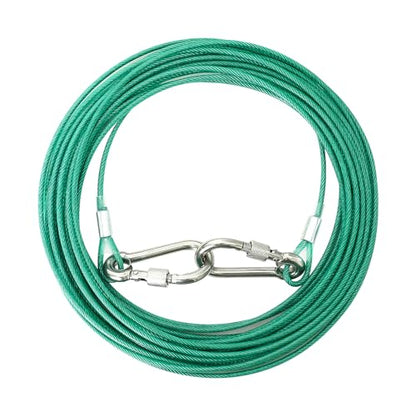 Dog Tie Out Cable 30 Feet - Dog Leads for Yard Heavy Duty - Up to 125 Pounds, Stainless Steel, Reflective Lead, 30ft Rust Free Chain Outdoor (Green) - color: Green-30FT