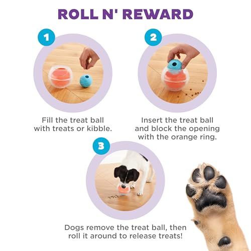 Outward Hound Nina Ottosson Topsy Treat Ball Dog Puzzle Interactive Treat Puzzle Dog Enrichment Dog Toy, Level 1 Beginner, Orange - color: Blue