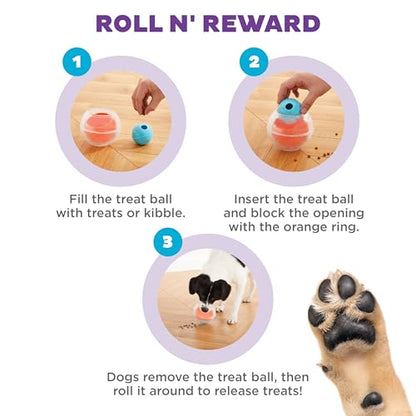 Outward Hound Nina Ottosson Topsy Treat Ball Dog Puzzle Interactive Treat Puzzle Dog Enrichment Dog Toy, Level 1 Beginner, Orange - color: Blue
