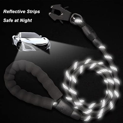 GEIT 2/4/5/6FT Dog Leash, Heavy Duty Rope Leashes, Reflective Nylon Pet Lead with Aluminum Quick Release/Locking Tactical Frog Clip for Small Medium and Large Dogs, Black, 1/2 inch - color: Black, size: 1/2'' x 5 FT (18~120 lbs.)