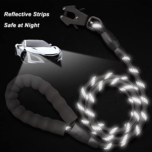 GEIT 2/4/5/6FT Dog Leash, Heavy Duty Rope Leashes, Reflective Nylon Pet Lead with Aluminum Quick Release/Locking Tactical Frog Clip for Small Medium and Large Dogs, Black, 1/2 inch - color: Black, size: 1/2'' x 6 FT (18~120 lbs.)