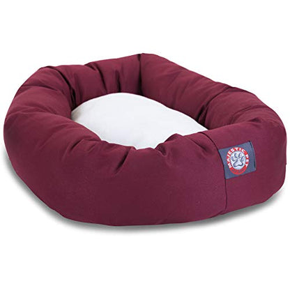 40 inch Burgundy & Sherpa Bagel Dog Bed By Majestic Pet Products - color: Burgundy
