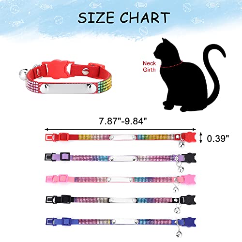Personalized Cat Collar Breakaway Diamond Rhinestone with Bell, Customized Bling Kitten Pet Collar Adjustable with Engraved ID Name Plate (Pink) - color: Pink