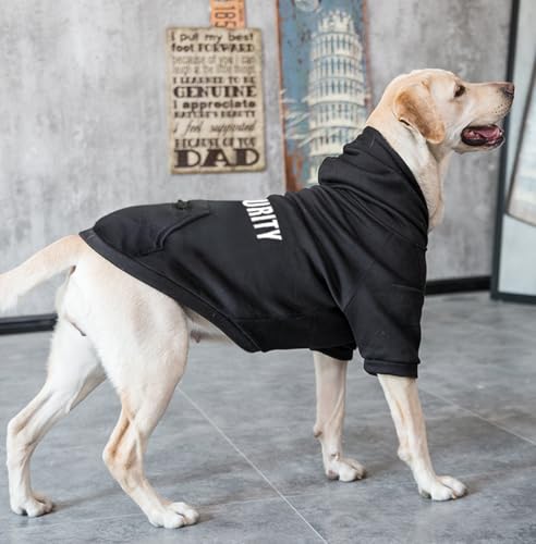 Dog Hoodie for Large Dogs Glow-in-The-Dark Security Dog Sweater Sweatshirt Hooded Soft Brushed Fleece WinterClothes with Dual Pocket Zip Puppy Hoodies Black XL - color: Black, size: X-Large