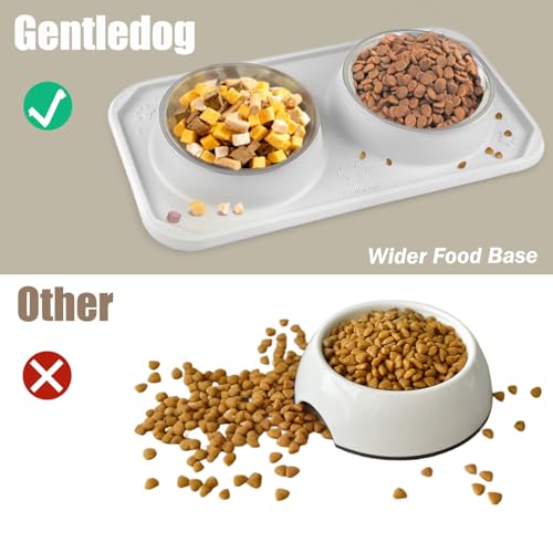 Cat Bowls for Food and Water, Premium Removable Stainless Steel Double Bowls with Non-Slip Bottom & Elevated Stand for Pet and Small Dogs,Upgrade Non-Spill Cat Food Feeder (Light Grey) - color: Light Grey-New