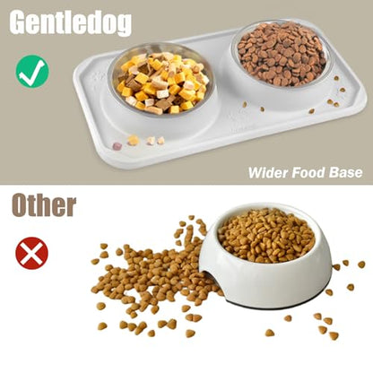 Cat Bowls for Food and Water, Premium Removable Stainless Steel Double Bowls with Non-Slip Bottom & Elevated Stand for Pet and Small Dogs,Upgrade Non-Spill Cat Food Feeder (Light Grey) - color: Light Grey-New