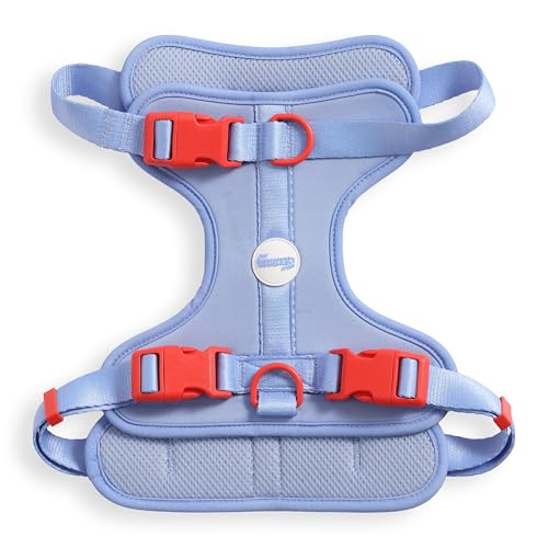 HNS1003E Arlo Large Adjustable Soft Padded No Pull Pet Harness with 3 Buckles and 3 Leash Clips, Sangria - color: Periwinkle, size: Large (Chest: 24 - 37")