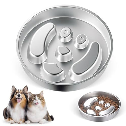 Stainless Steel Slow Feeder Dog Bowls – Non-Slip Metal Dog Bowl for Large & Medium Breeds, Puppy Puzzle Feeder – 2 Cup Capacity for Small to Big Pets – Durable Slow Feed Dog & Cat Food Dish - color: Face