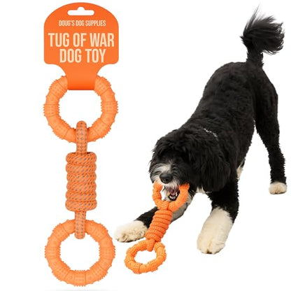 Doug's Dog Supplies Ring Rope Toy – Tug of War Toy for Medium & Large Dogs | Tug & Play Dog Toy - color: Orange