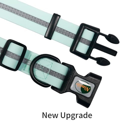 NIMBLE Dog Collar Waterproof Pet Collars Adjustable, Reflective, Durable Flex Poly Coated Nylon Basic Dog Collars 9 Colors in Size S/M/L (Light Blue, Small (9.45”-14.17”inches)) - color: Light blue, size: Small (9.45”-14.17”inches)