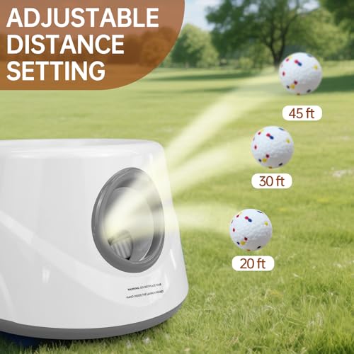 Automatic Ball Launcher for Dogs with 6 ETPU Balls, White, Adjustable Distance 20-45ft, USB Rechargeable, Interactive Dog Toy (Gary) - color: Grey-Standard