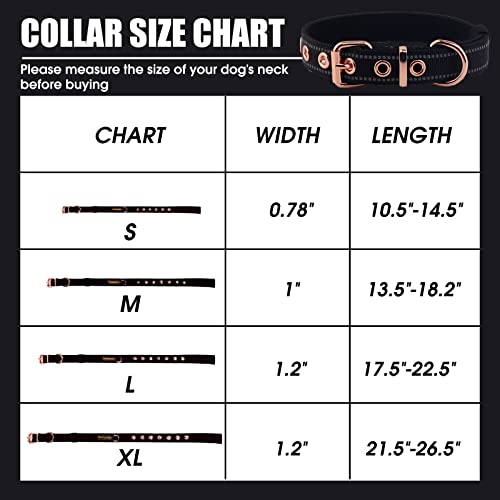 Neoprene Padded Dog Collar, Nylon Collar for Small to Large Dogs, Heavy Duty with Metal Buckle, Reflective(Medium, Black) - color: Black, size: Medium (Pack of 1)