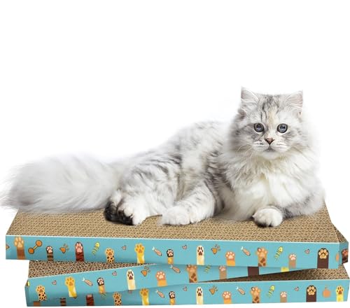 Cardboard Cat Scratcher 3 Pack Refill Reversible Cat Scratching Pad Durable Cat Scratchers for Indoor Cats Kitten to Protect The Furniture (Cat Paws) - color: Cat Paws