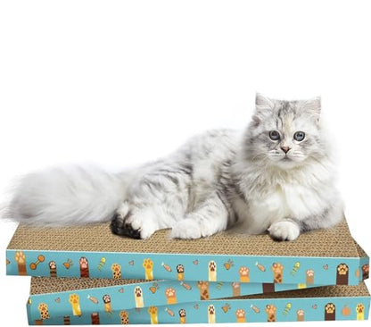 Cardboard Cat Scratcher 3 Pack Refill Reversible Cat Scratching Pad Durable Cat Scratchers for Indoor Cats Kitten to Protect The Furniture (Cat Paws) - color: Cat Paws