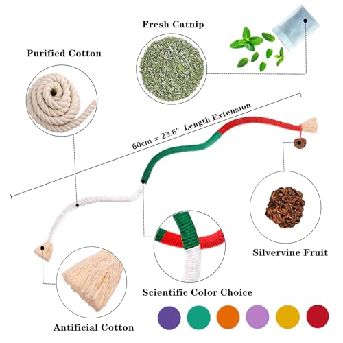 Cat Toys 12Pcs Catnip Toys for Indoor Kitten Cat Silvervine Chew Molar Scratch Cotton Rope Cleaning Teeth Dental Stick Treat Kitty Self Play Kick - size: MIX-12 Pack
