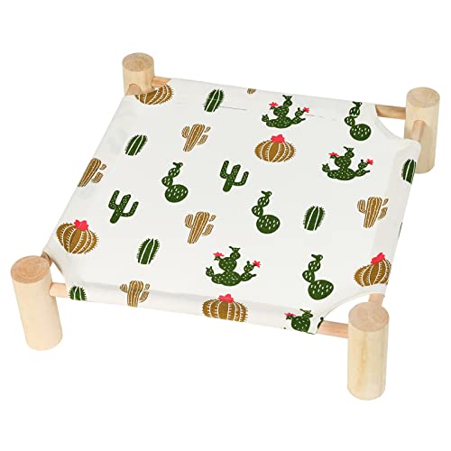 Cat and Dog Hammock Bed for Small Dogs, Brethable Wooden Cat Pet Rabbit Elevated Cooling Outdoor Bed Cots Furniture for Summer Trees - color: Trees
