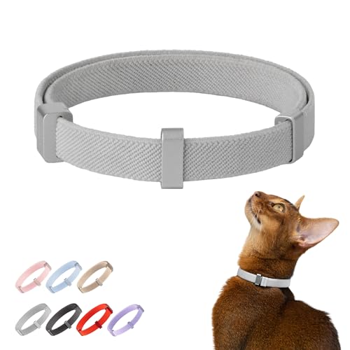 Safety Cat Collar Pro - U.S. IDA Gold Awarding Design, Elastic Quick Release Cat Collar with Buckle Non Breakaway - Lightweight for Kitten All Small Large Cats (Glacier Silver, S 5.9-11.8") - color: Glacier Silver, size: S 5.9-11.8"