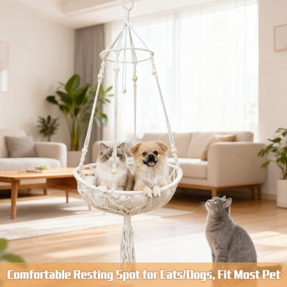 Cat Hammock Cat Window Perch, Bohemian-Style Hanging Basket Swing, Soft Pet Bed Cushion, Comfortable Window Kitty Bed, Perfect for Cats to Sunbathe, Take Naps, and Gaze Into the Distance 40*120CM