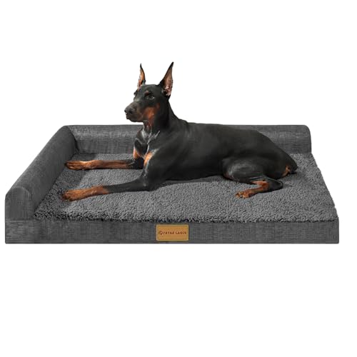 Orthopedic Dog Bed Large Sized Dog 36''X24'', Waterproof L Bolster Medium Pet Sofa Beds with Removable Washable Cover, Soft Comfortable Pet Couch Crate Mat with Nonskid Bottom, Dark Grey - color: Dark Grey, size: L:36x24x3.5 IN