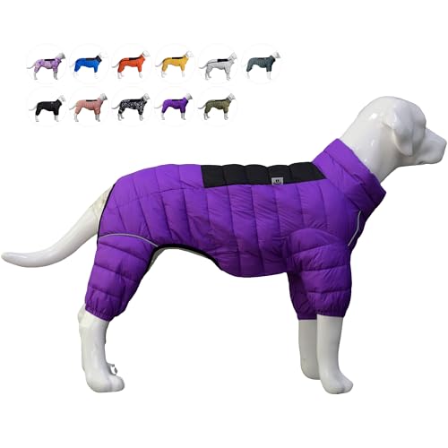 Purple Dog Jacket, Windproof & Waterproof, Reflective, Adjustable, Zippered, Snow Jacket for Small to Large Dogs - color: Purple, size: M (12.5inch Back)