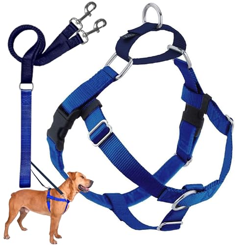 2 Hounds Design Freedom No Pull Dog Harness, Adjustable Harness and Leash Set, Easy Walking & Comfortable Control, Fits Small, Medium & Large Dogs, Solid Colors, Made in USA, 5/8" XS, Royal Blue - color: Royal Blue, size: XS (Chest 15"- 20")