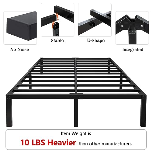 yookare 18 Inch Tall 3500lbs Heavy Duty Bed Frame Metal Platform/Maximum Storage/Mattress Foundation/Steel Slats Support/Noise Free/Box Spring Replacement,Cal King - size: California King, style: 18 INCH