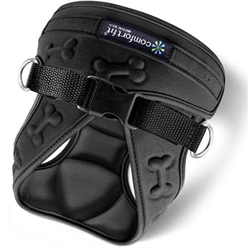 Comfort Fit Dog Harness No Pull No Escape Harness Adjustable Buckles Soft Padded Reflective Choke Step in Dog Vest with Easy Control Handle for Small Medium Large Dogs & Puppies - color: Black, size: M (Chest 15" - 18")