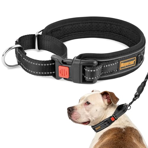 Mayerzon Martingale Collar for Medium Large Dogs, No Pull Dog Collar with Buckle, Soft Padded Reflective Martingale Dog Collar for Training Walking Outdoor (Black, XXL(Neck: 22-23.5")) - color: Black, size: XXL(Neck: 22-23.5")
